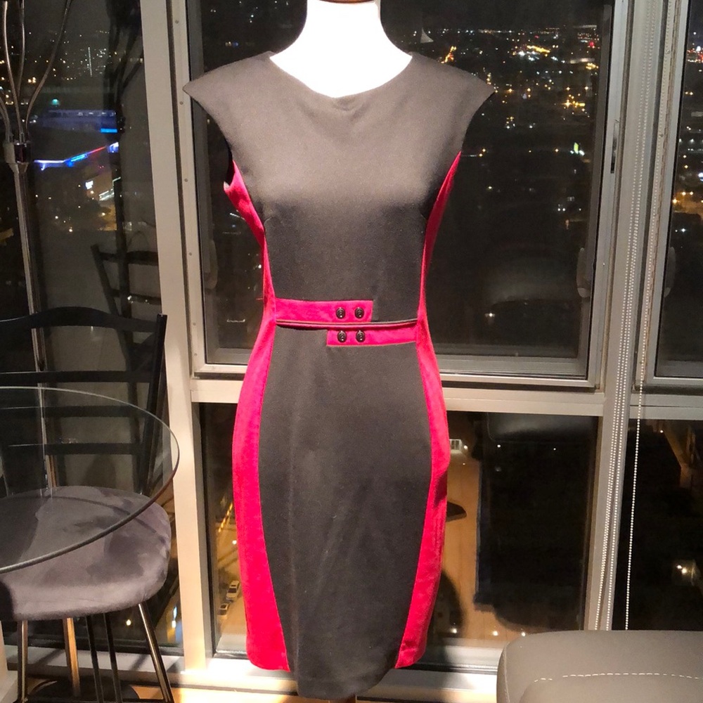Black & Red Chopin above the knee fitted dress